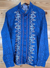 Robert Graham Baroque Scroll Embroidered Flip Cuff Long Sleeve Shirt Men XL