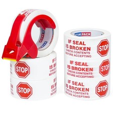 6 Pack Stop Sign Sealing Tape 2 Inch x 110 YD Dispenser Heavy Duty Packing