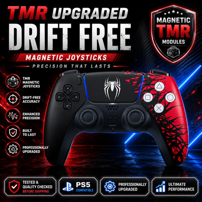 Sony PS5 DualSense Controller Spider-Man TMR Drift Free Magnetic Joystick Mod