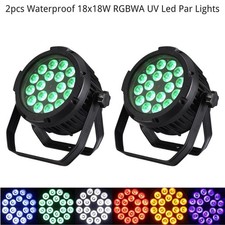 2Pack 18x18W RGBWA UV 6in1 LED Par Light IP65 DMX512 DJ Wedding Stage Yard