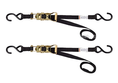 Ancra Ratchet Tiedowns 47439-11  - One Pair 1'' Nylon Ratchet Tie Down Black
