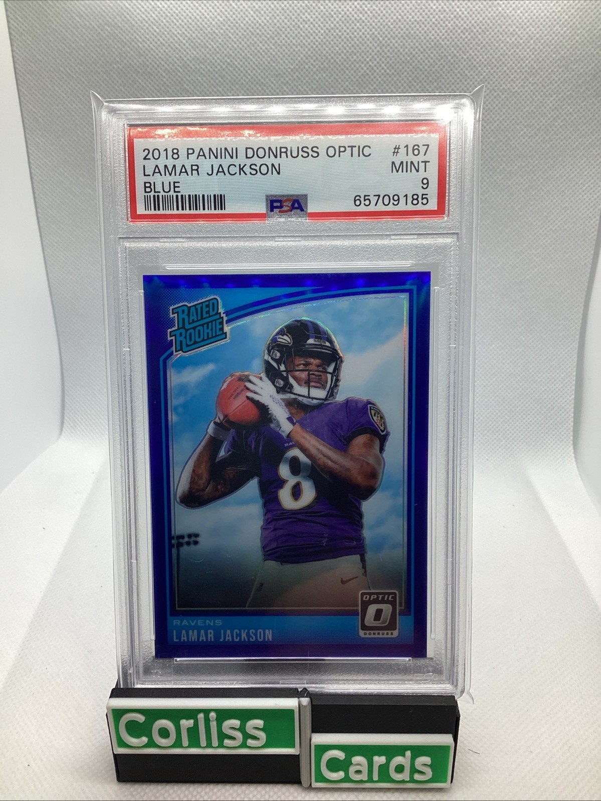 2018 Donruss Optic Lamar Jackson Blue Optic (RC) Rookie /149 PSA 9🔥💎
