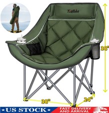 Adults Oversized Heavy Duty Camping Chair 400lb Foldable Padded Chair Cup Holder
