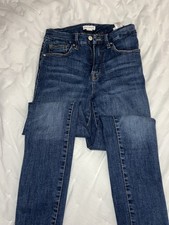 Good American Skinny  Slim Jeans Blue Denim Button Zip Pockets Women