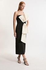 Karen Millen Bodycon Midi Dress UK14 in Black RRP £259