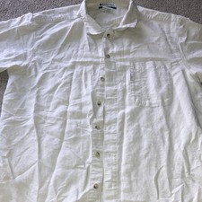 Columbia Men's White Solid Button-Up Shirt XL Regular Short Sleeve Point Collar