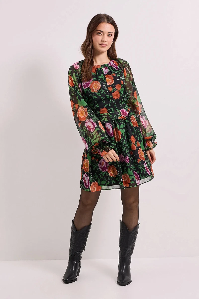 Jupe A-Line Dorothy Perkins - Multicolore Géométrique - Taille 8 - Occasion TB