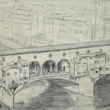 Firenze Ponte Vecchio Maria del Pilar eredità disegno a matita 1969