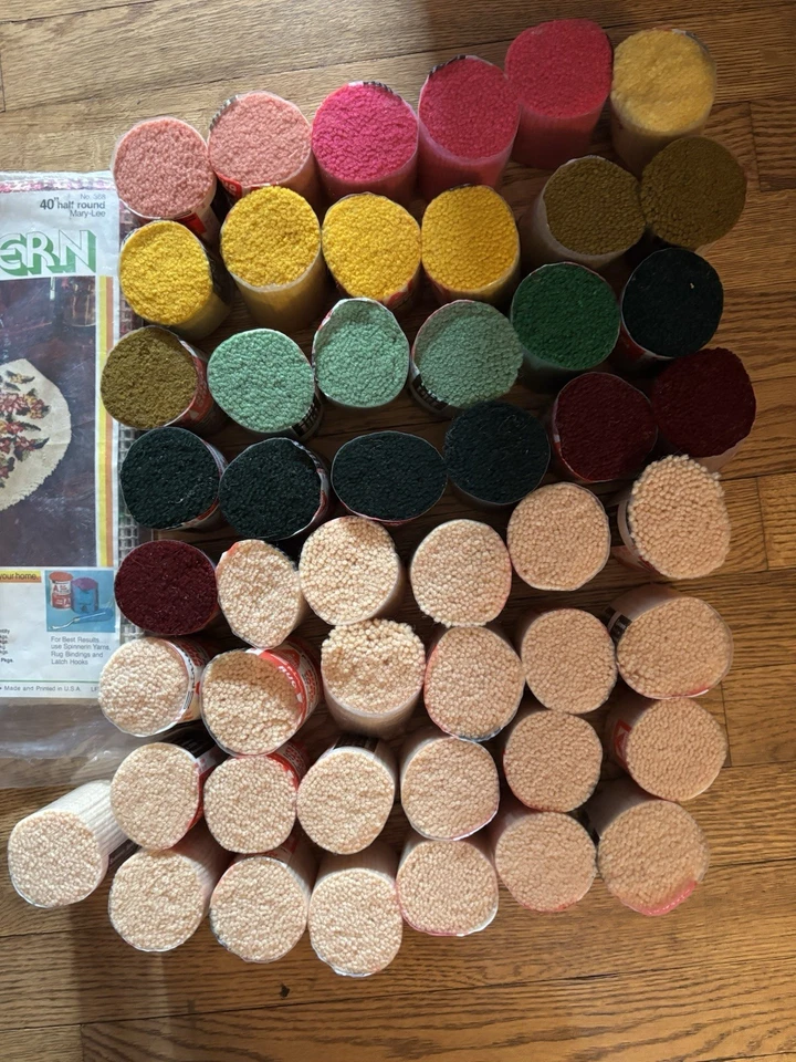 Spinnerin Fishing Latch Hook Rug Pattern #368 VTG Includes All Yarn Half Round - Image 3 of 4