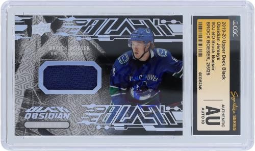 Brock Boeser Canucks Signed '19-20 Upper Deck Black Obsidian #OJ-BO CGC 10 Card - Bild 3 von 4