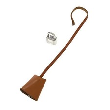 Hermes Cadena Padlock Key Silver Clochette Brown Leather No Box Used