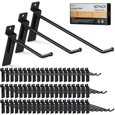Slatwall Hooks 60 Pack 4 6 8 Inch Heavy Duty Black Display Hangers