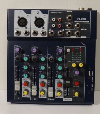 Ammoon F4-USB Mixing Console Audio 3 Channel Mixer Gear No
