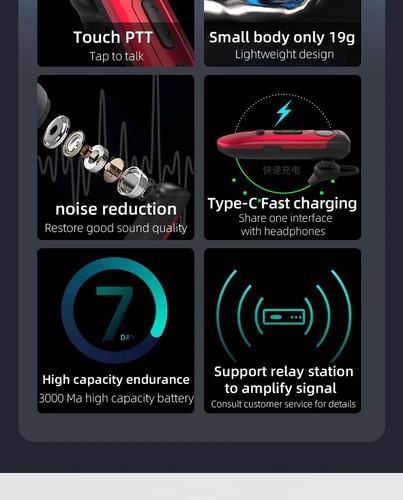 Ear Hook Walkie Talkie 2 Pieces Headset Touch Earpiece Wireless Two Way Radio US - Zdjęcie 12 z 27