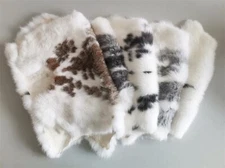 5PCS Natural Spotted Rabbit Skin Pelts Fur Hides Leather Tanned Bunny Skin Craft