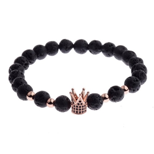 Charm Hochwertig 8 mm Lava Matt Stein Perlen Schwarz CZ Ball Männer Charm Armbänder - Bild 54 von 110