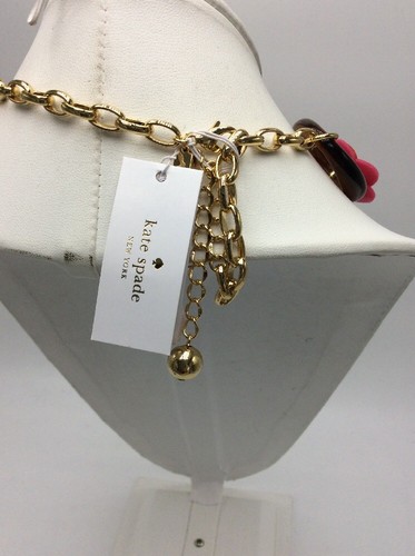 $148 Kate Spade Rosy Posies floral pink chain link statement necklace s105 - Picture 8 of 9