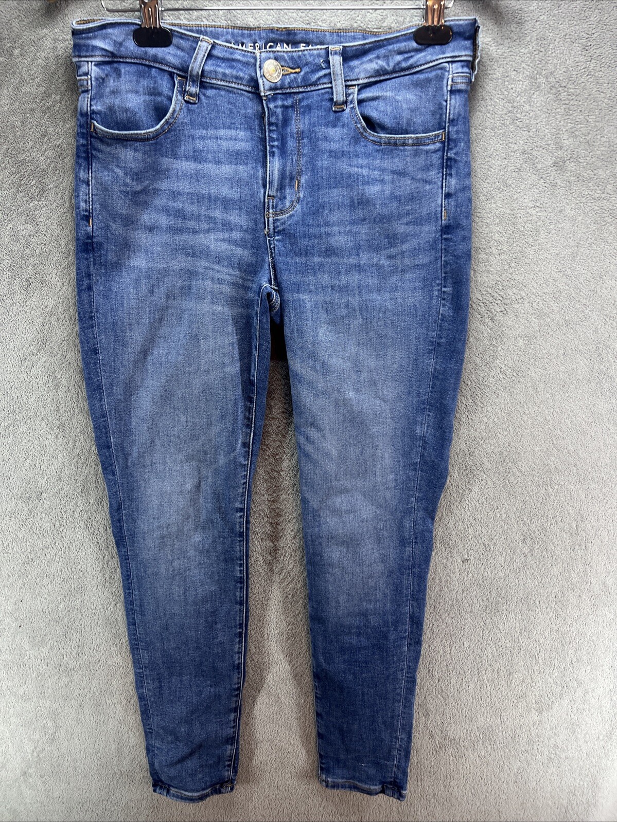 American Eagle Size 8 Women Jeans High Rise Jegging Stretch Mid Rise Blue Denim