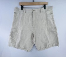 CUBAVERA Mens Sz 38 Linen Casual Flat Front Cargo Pocket Shorts
