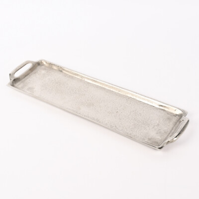 Deko Tablett länglich Alu strukturiert silberfarbig 44x13cm 4052612504304