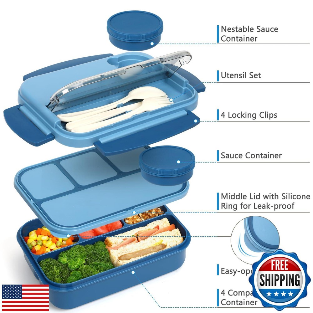 44oz 4-Compartment Bento Lunch Box for Kids & Adults by Danliar