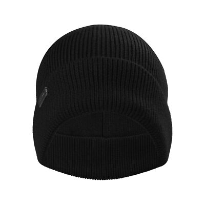 Heritage Rib Cuff Black Beanie Hats for Men One Size - Soft Warm Heritage Rib Cuff Black Beanie Hats for Men One Size - Soft Warm