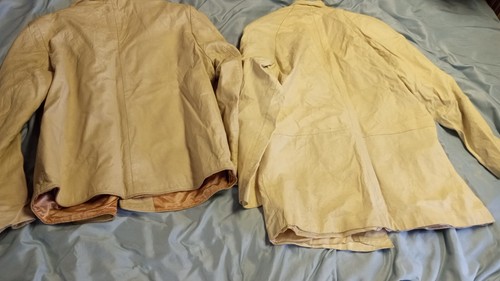 Vintage PAIR White Leather Women’s size 14 Jackets Ivory Pearl White Button Down - Picture 10 of 10