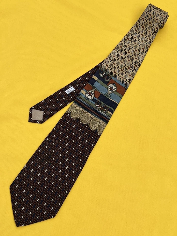 Auténtica corbata de seda multicolor diseño visual abstracto LUCIANO SOPRANI Foto 4 de 4