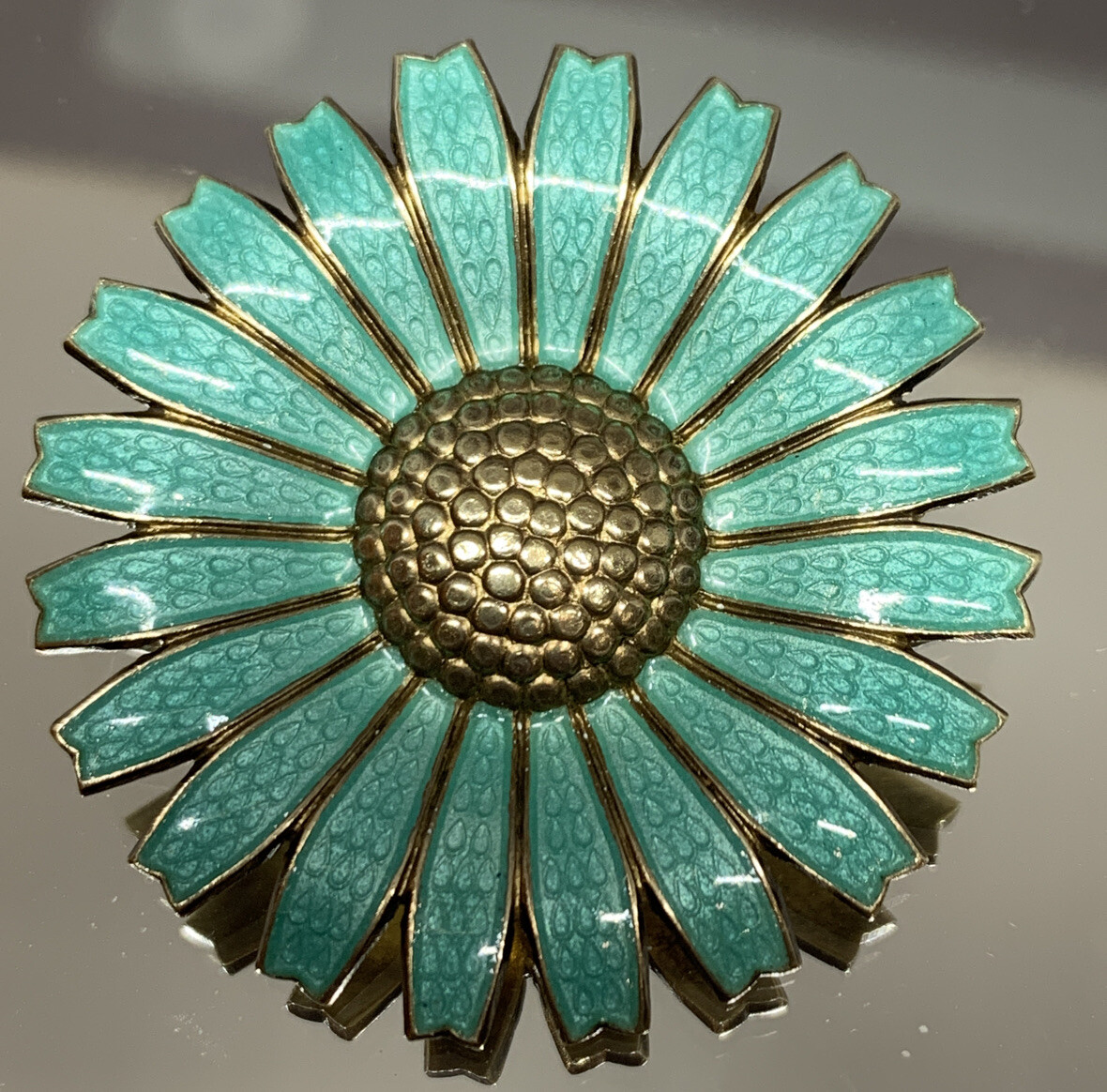 Anton Michelsen Enamel Daisy Flower AM Sterling Silver Denmark 925