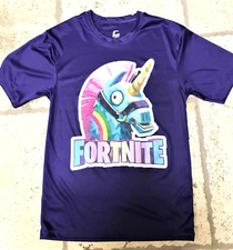 Fortnite Unicorn T-Shirt Battle Royal Adult Small Teens Unisex Nylon Tee