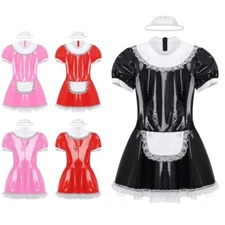 Mens Clubwear Carnival Maid Costumes Sexy Dress With Lace Headband Apron Sissy