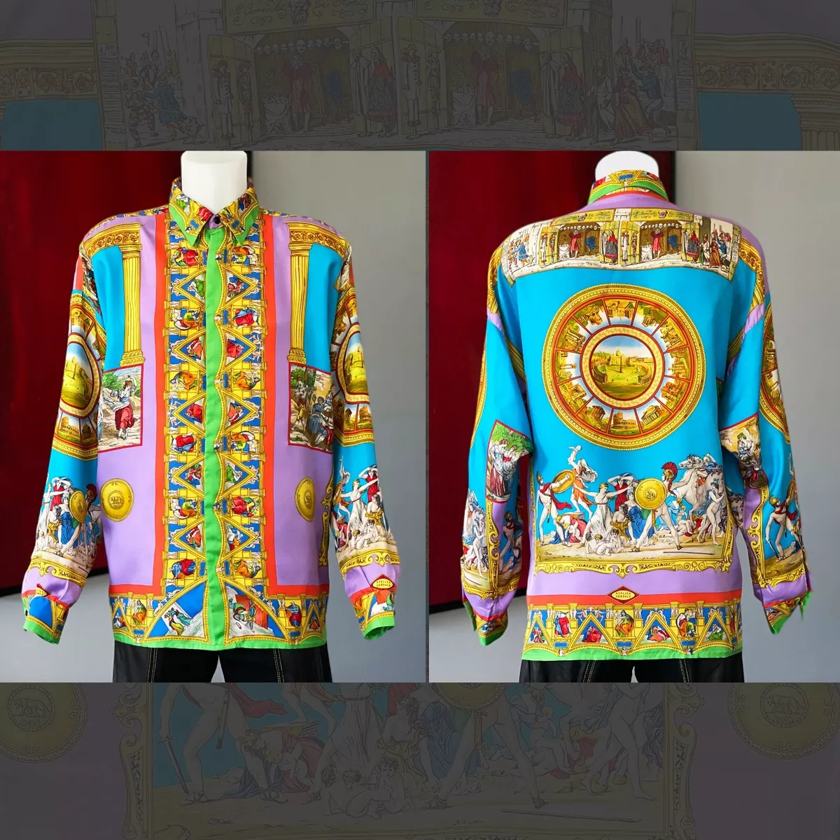 GIANNI VERSACE silk shirt Rome print size 50 from S/S 1993, Miami collection