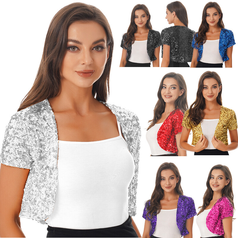 Women's 3/4 Sleeve Cropped Cardigan – Open Front Bolero Shrug With Ruffle Trim, Soft Knit In Sizes S–XL