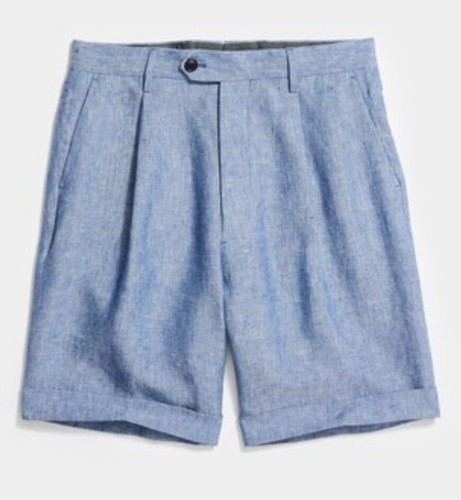 NEW TODD SNYDER Men 9” Italian Linen Madison Short 34w Light Blue BNWT $178 USD