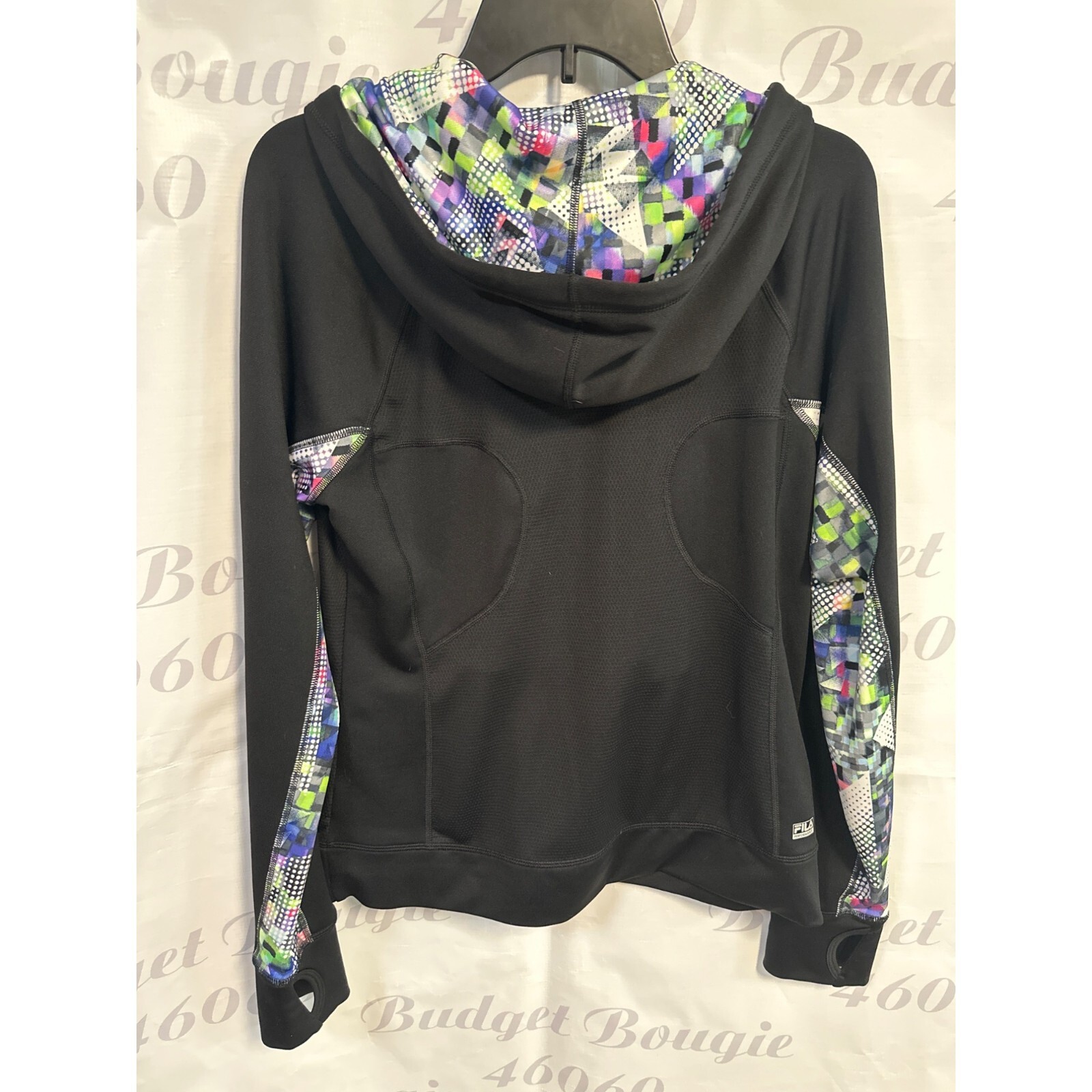Giacca donna con cappuccio Fila Sport L nera e multicolore poliestere spandex