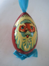 Wood Santa Claus Hand Painted Egg Christmas Ornament