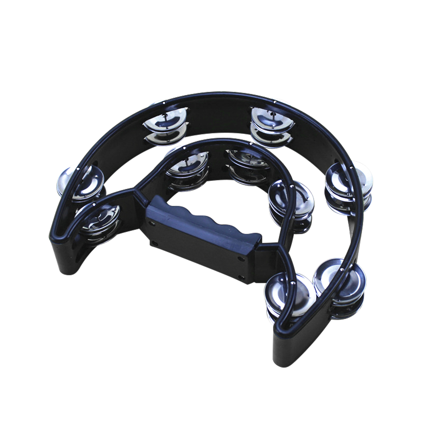 Half Moon Handheld Tambourine Double Row Metal Jingles Musical
