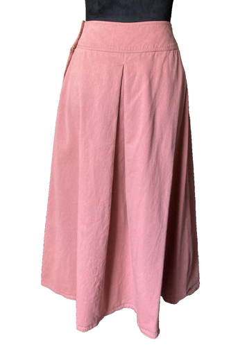 VTG Western Yoke A Line Maxi Skirt Pink Button Down USA Modest 80s Prairie Sm 4 - Picture 9 of 22