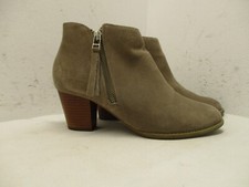 Vionic Sterling Taupe Suede Zip Ankle Boots Womens Size 9