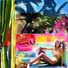 Tableau Pop Art ACAPULCO  20x20cm Signé A ROSEN 