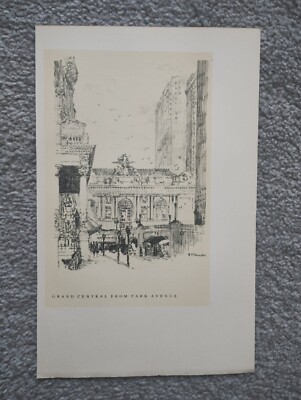 Grand Central from Park Avenue, Manhattan, New York - Antique Print - 1927