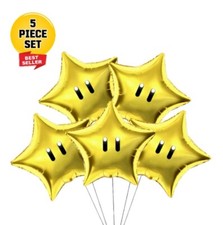 Super Mario Bros Yellow Super Star Balloons Theme Birthday Party Decor