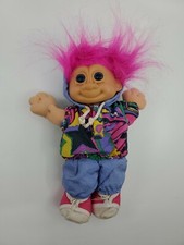 Vintage Russ Wee Kidz Troll Doll 10" Hot Pink Hair Wind Jacket Jog Suit
