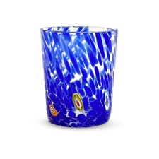 BICCHIERE VETRO SOFFIATO GOCCE DI MURANO COLORATI MADE IN ITALY BLU 1PZ