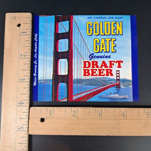 Cerveza de barril GOLDEN GATE etiqueta original vintage de un cuarto 4-1/2" x 3-3/4" - Imagen 3 de 3