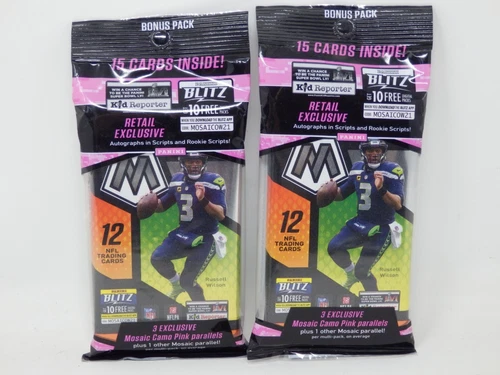 Lot of 2 NEW 2021 Panini Mosaic Football Sports Trading Card Cello Fat Pack