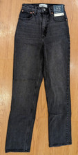 NWT Abercrombie  Fitch The  90s Straight Ultra High Rise Jeans Black - 24/00 R