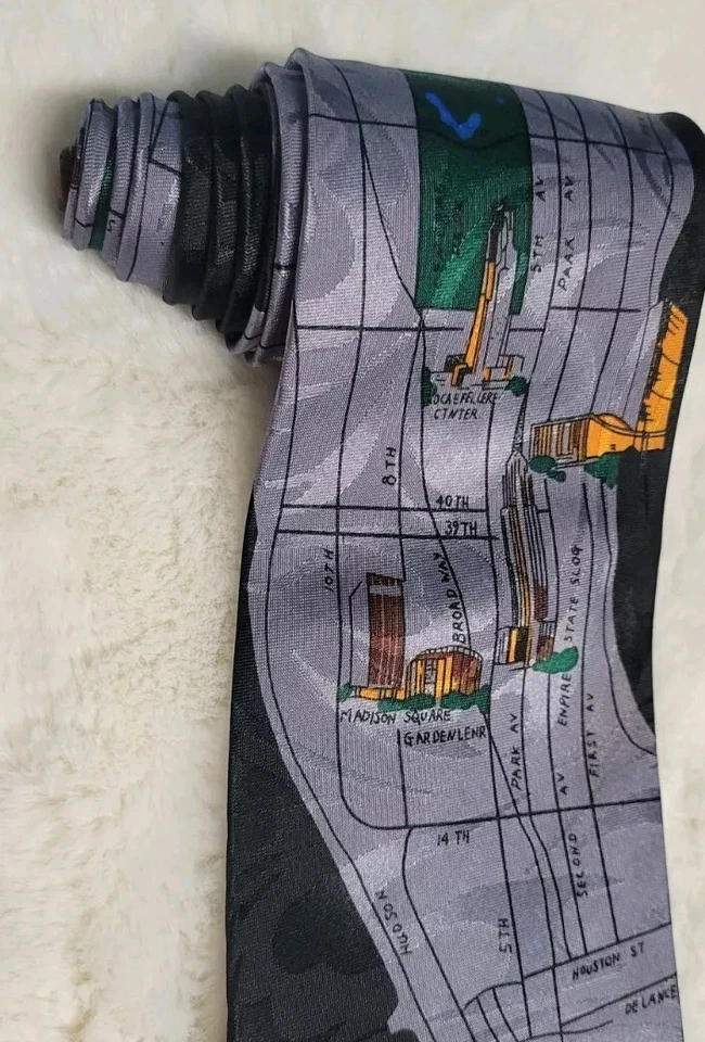 Corbata Fratello Para Hombre Mapa de Manhatten Hecha en Corea Hecha a Mano Foto 4 de 4