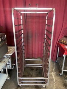 Stainless Steel Roll In Oven Full Bakery Sheet Pan Rack On Hi Temp Wheels #7962