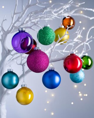 12 Sugar Blue Baubles Shatterproof Christmas Tree Hanging Decorations 6cm